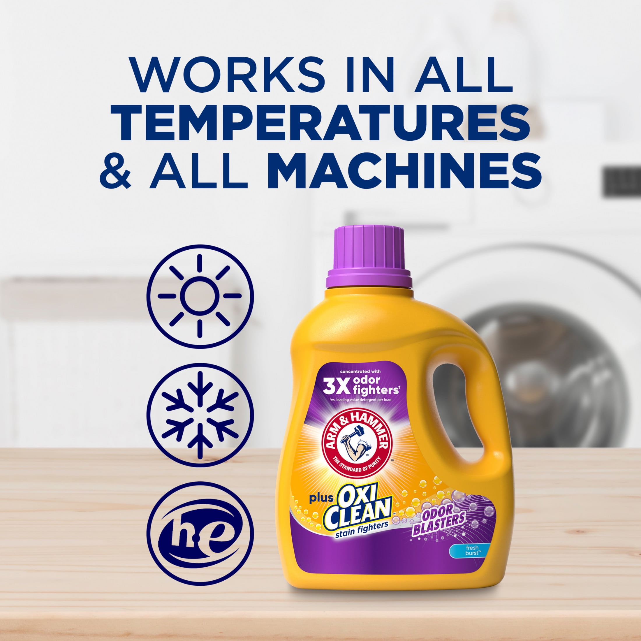 ARM & HAMMER Plus OxiClean Odor Blasters Liquid Laundry Detergent, Fresh Scent, 77 Loads
