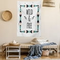 thumbnail image 2 of Tribal Tapestry, Abstract Geometrical Frame Wild and Free Quote Boho Style Art Print, Wall Hanging for Bedroom Living Room Dorm Decor, 60W X 80L Inches, Coconut Black Turquoise, by Ambesonne, 2 of 5