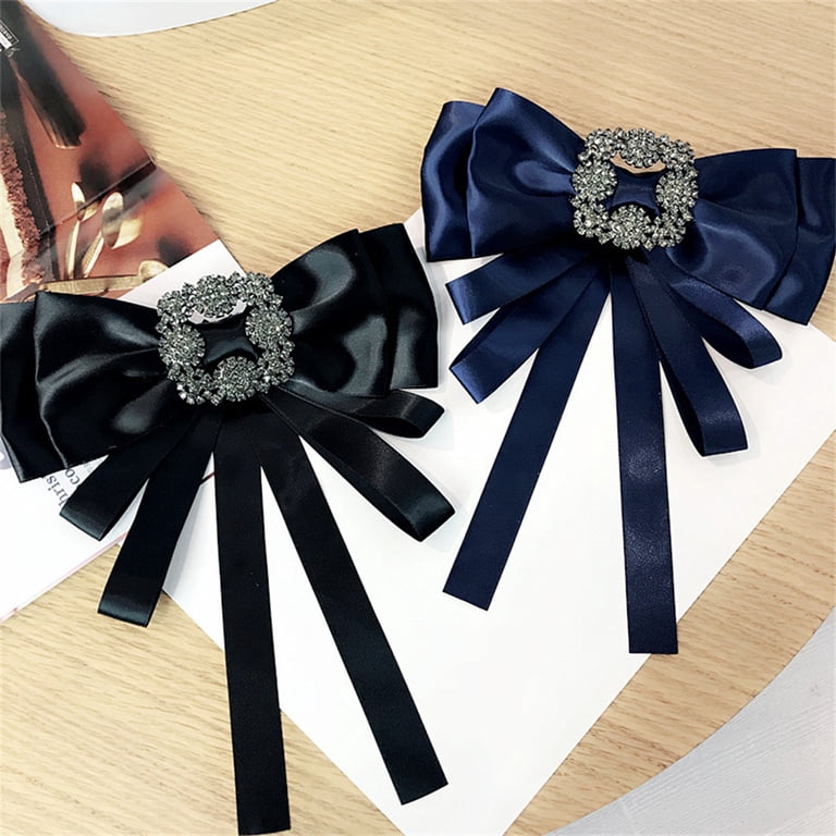 VALICLUD Fermaglio Per Maglione Con Fiocco E Cristallo – Set Da 3 Pezzi (Bianco, Nero, Rosa Oro)