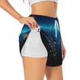 thumbnail image 3 of Lsque Planet Earth Printed Women's Running Shorts with Liner Pockets,Elastic Quick Dry Workout Athletic Gym Yoga Shorts,Womens High Waist Shorts-XX-Large, 3 of 9