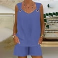 thumbnail image 4 of Ahabrexf Womens Summer 2 Piece Outfits Vacation Casual Trendy Shorts Matching Sets Sleeveless Casual Outfits, 4 of 7