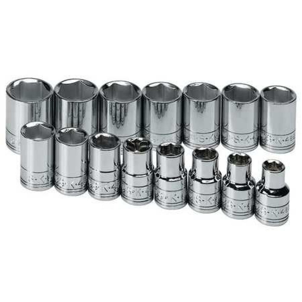 SK PROFESSIONAL TOOLS 1955 1/2 in Drive Socket Set, Metric, 15 pcs