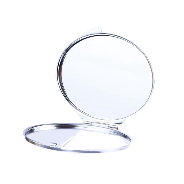 Miangastore Double-sided Oval Shaped Makeup Mirror Stainless Steel Cosmetic Mirror Foldable Small Makeup Mirror