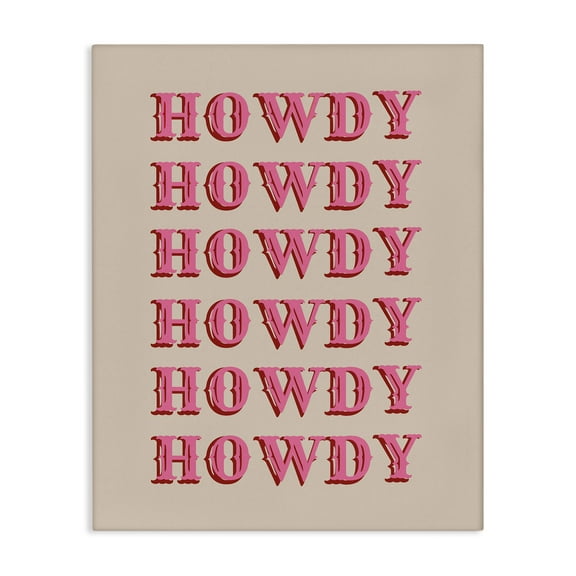 Stupell Industries Repeating Western Howdy Text & Numbers Painting Wrapped Canvas Art Print Wall Art, 16 x 20