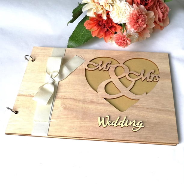 3x20pcs Libro de visitas de madera Signos Boda Matrimonio Libro de visitas Decoración (JM01457)