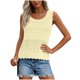 thumbnail image 5 of Camisola Beige Tops para las Mujeres Encaje Punto sin Mangas con Nervaduras Relajado Ajuste, Tela Abierta Sólida, Escote Escarpado / Doblado, 5 of 8