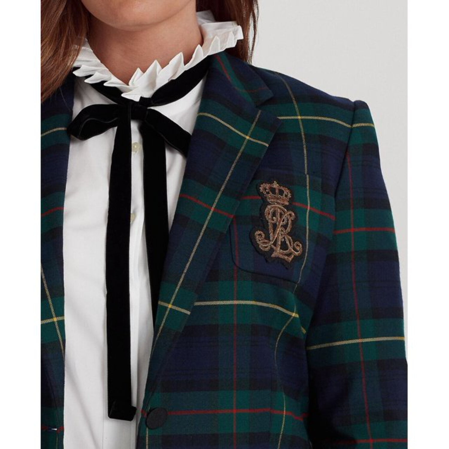 Lauren ralph lauren tartan crest twill plaid blazer hotsell