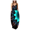 thumbnail image 1 of CHUANK Femmes Boho Maxi Robe Grande Taille Cravate-Dy Gradient Jupe Longue Robe Décontractée O-Cou Été Creux Manches Maxi Longue Robe Uni Imprimé Plage Longue Robe Bleu, 1 of 5