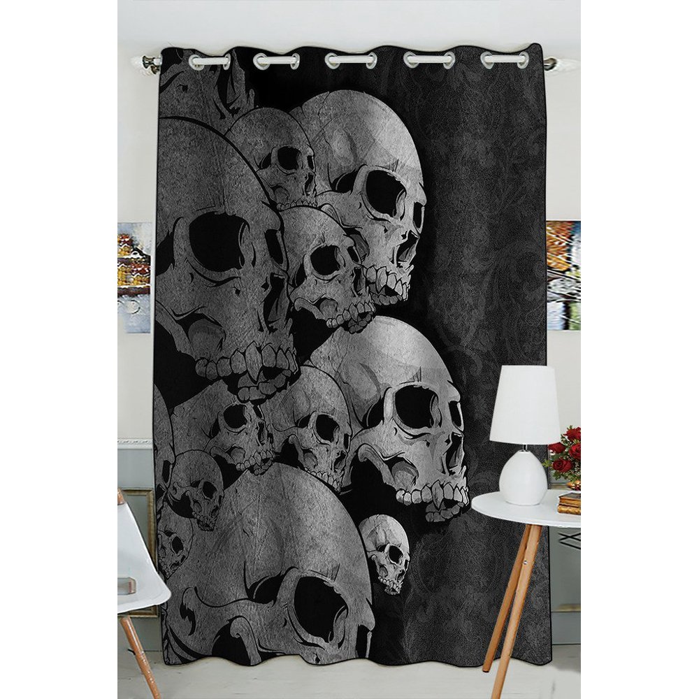 GCKG Fashion Skull Blackout Curtains Window treatment Panel Drapes 52(W
