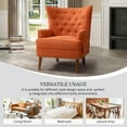 thumbnail image 7 of Wingback Accent Chair, Tina's Home Upholstered Button Tufted Armchair Nailhead Trim Wood Leg Orange, 7 of 7
