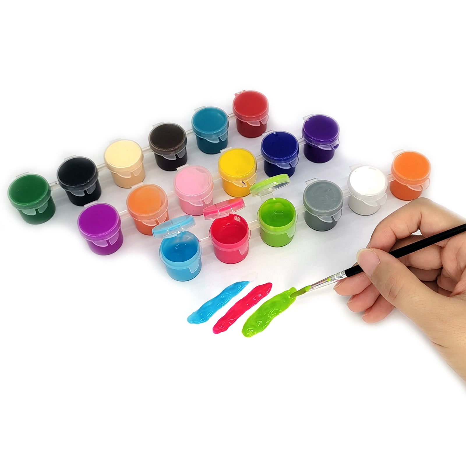 Washable Paint Pots with Brush by Creatology – 0.16 fl oz Assorted Colors for Kids’ Art Projects - 12 Pack