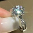 thumbnail image 4 of EOEMY Round Cubic Zircon Gorgeous 925 Silver Filled Ring Women Wedding Ring Sz 6-10-7, 4 of 5