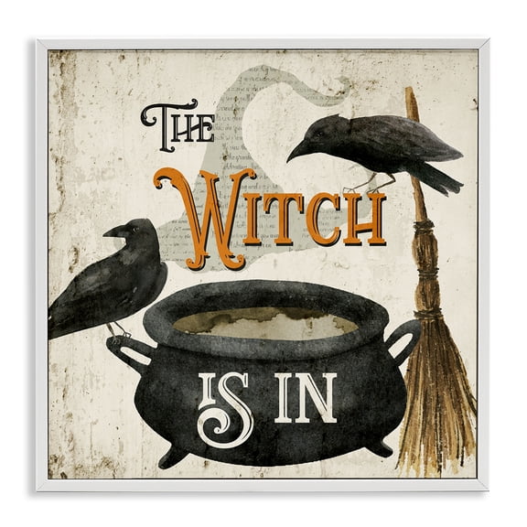 Stupell Industries Eclectic Witch is In Phrase Cauldron White Framed Giclee Art, 17 x 17, by Deane Beesley