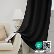Deconovo Blackout Curtains 72 inches Long, Rod Pocket Room Darkening Curtains for Living Room 42W x 72L inch Black Set of 2