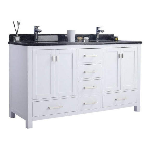 Laviva Wilson 60" Wood Cabinet with Marble Countertop in White/Black