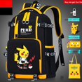 thumbnail image 1 of Mochila de Pokemon Pikachu con estampado de dibujos animados de Anime, mochila escolar para estudiantes con estuche de lápices, bolsas de libros para niños de alta capacidad, bolsa de viaje, regalo hola suerte unisex, 1 of 2