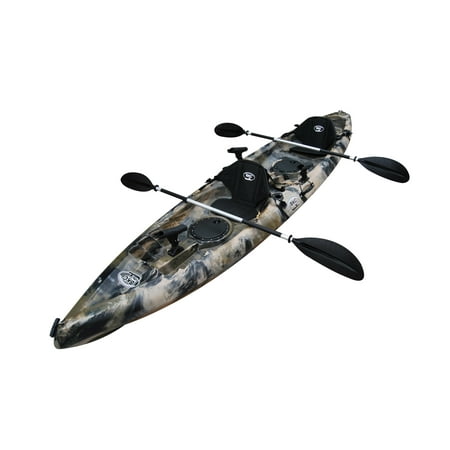BKC TK181 12.5' Tandem Sit On Top Kayak W/ 2 Soft Padded Seats , Paddles ,7 Rod Holders Included 2 Person