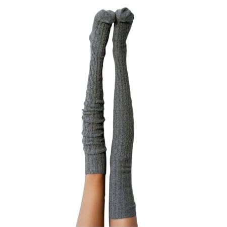 

Gureui Women Ribbed Knitted Winter Socks Thigh High Over the Knee Leg Warmers Stocking Twisted Crochet Long Leggings
