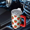 thumbnail image 4 of 40oz Strawberry Travel Tumbler with Flip Straw Lid Handle Stainless Steel Vacuum Insulated Leak Proof Gift for Him Her, 4 of 5