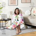 thumbnail image 4 of Wearable Blanket,Pioneer Flower Floral Print Pattern Hooded Wearable Flannel Blanket for Adults & Teens,Winter Poncho Shawl Wrap Cape Cozy Anti-Pill,60"x80", 4 of 5