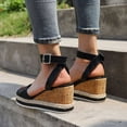 thumbnail image 7 of KIJBLAE Women's Wedges Shoes Plus-size Summer Vintage Casual Wedge Fish Mouth One-line Buckle Sandals Black 42 Lady Wedges Shoes, 7 of 7