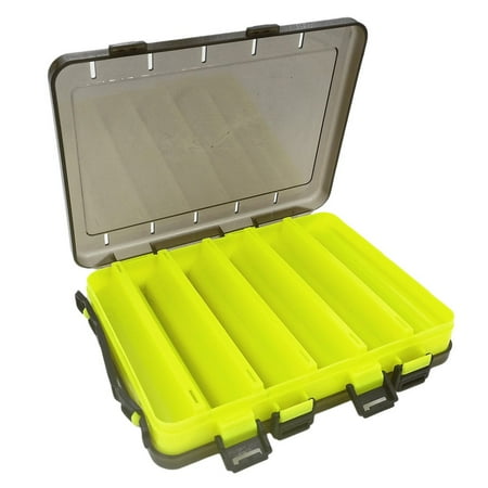 Double Sided Fishing Tackle Box 14 Compartments Lures Organizer With A Handle