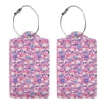 thumbnail image 3 of Naloa Skull Blue Flower Luggage Tag for Suitcase Leather Baggage Tag with Stainless Steel Loop Privacy Cover for Women Men Girls-2 PCS, 3 of 5