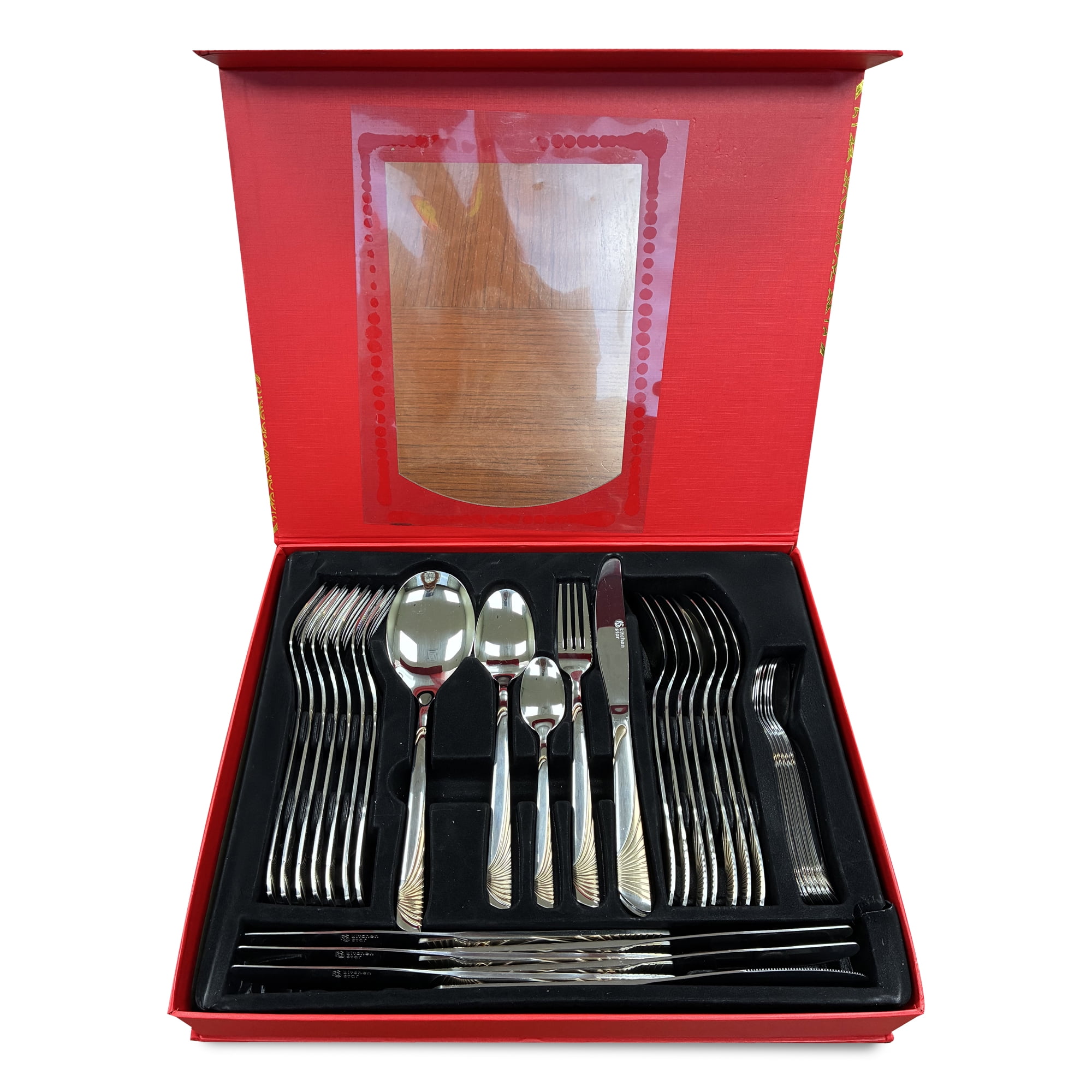 Ensemble de 34 couverts en acier inoxydable Kitchen Star – Doré