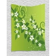thumbnail image 1 of Jasmine Tapestry, Stylized Curvy Leaves Swirls with Jasmine Flower Petals in Bloom, Wall Hanging for Bedroom Living Room Dorm Decor, 40W X 60L Inches, Pale Green Fern Green White, by Ambesonne, 1 of 2