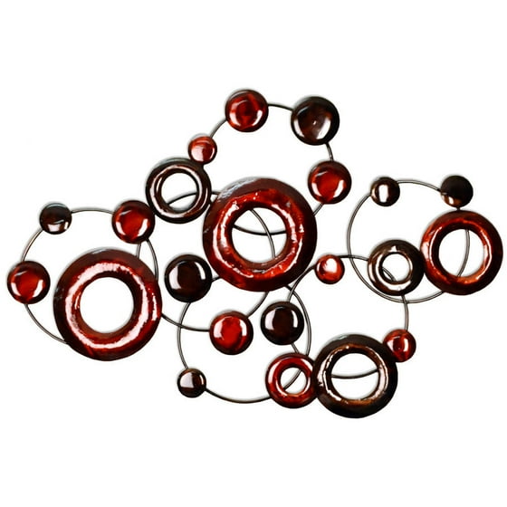 Stratton Home Decor Red Metallic Circles Wall