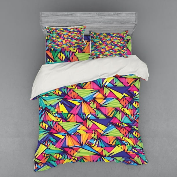 Indie Duvet Cover Set, Geometrical Hipster Pattern with ...
