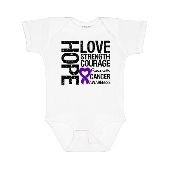 Inktastic Pancreatic Cancer Hope Love Strength Boys or Girls Baby Bodysuit