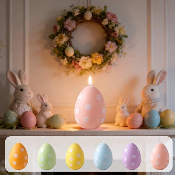 WKSCLPAI Easter Polka Dot Egg Aromatherapy Candle – Easter Scented Gift Set, Fragrant Home Decor & Seasonal Display Accent