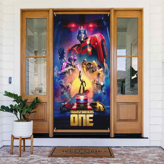 Door Cover Decorations Transformers Door Banner Porch Sign Banner For Indoor Outdoor Wall Home Party Supplies 72.8 x 35.4 Inch