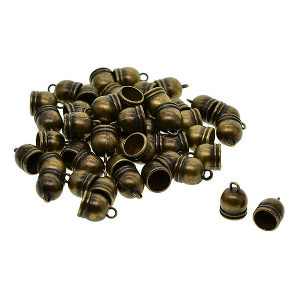 50 cierres de metal para extremos de cordón de cuero de 10 mm para hacer joyas. Bronce antiguo
