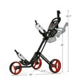 thumbnail image 2 of Aimee Lii Folding 3 Wheels Golf Push Cart with Brake Scoreboard Adjustable Handle, Outdoor Exercise for Sports Lovers-Red, 2 of 12