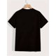 thumbnail image 2 of Women'S Casual Graphic Tee - Short Sleeve, Crew Neck, Cotton Blend, Black with Colorful Letter Print, Perfect for Spring/Summer/Fall, Ladies T Shirts, 2 of 6