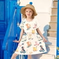 thumbnail image 2 of Skateboard Dogs and Cats Short Sleeve Dress A-Line Cute Midi Casual Sundress 2-8 Years, 2 of 6