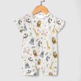thumbnail image 3 of Baby African Jungle Safari Animals Baby Boy Romper Zebra Lion Hippo Giraffe Elephant Floral Leaves Checkered Short Sleeve Crewneck Jumpsuit Floral Leaves Plaid One Piece Infant Summer Outfit, 3 of 6