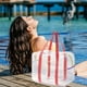thumbnail image 1 of Bolsa transparente grande para playa de color crema, bolso de hombro, bolsa de almacenamiento, bolsa de lavado, bolsa de tocador, 1 of 6