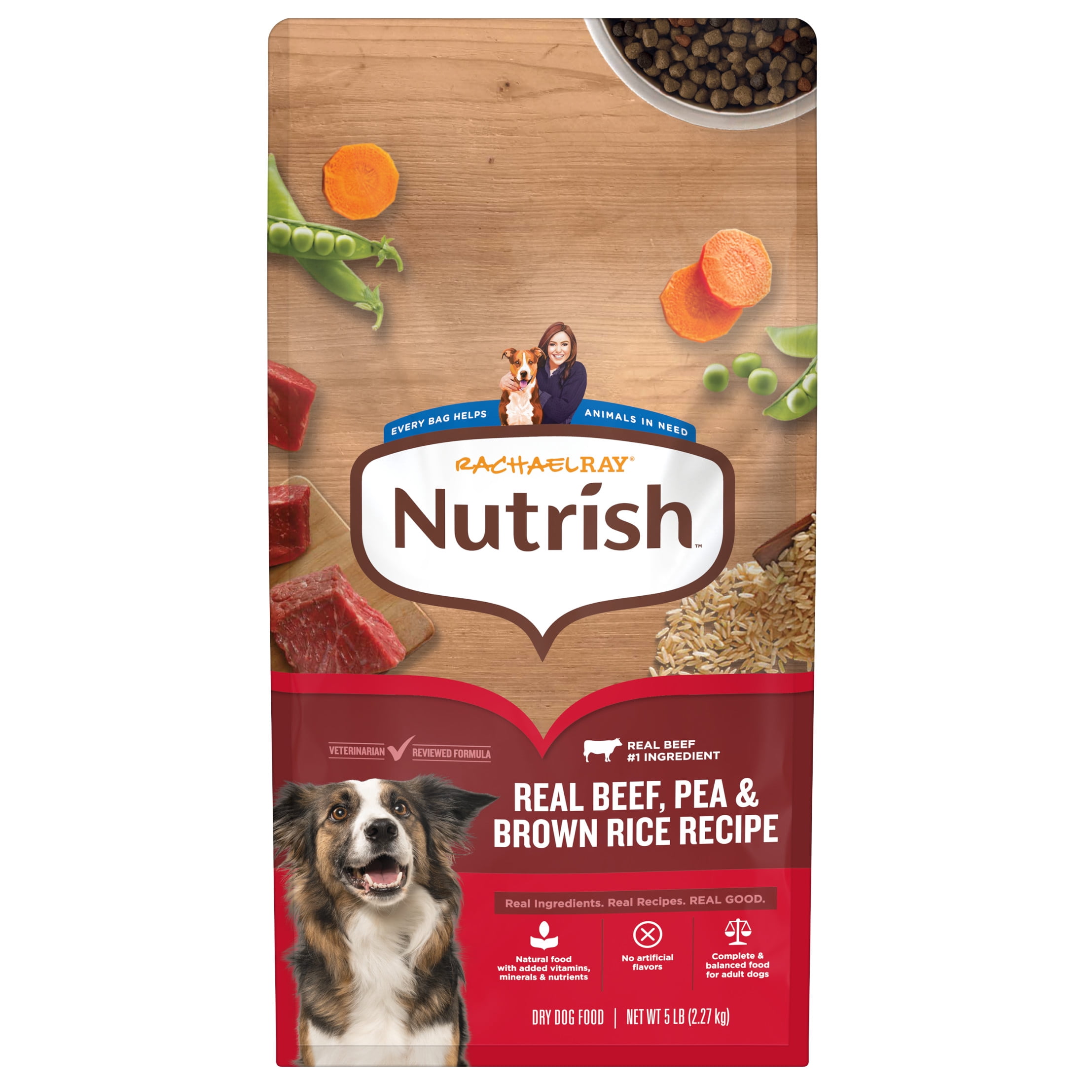 (3 pack) Rachael Ray Nutrish Adult Dry Dog Food Real Beef, Pea & Brown Rice Recipe, 5 lb.