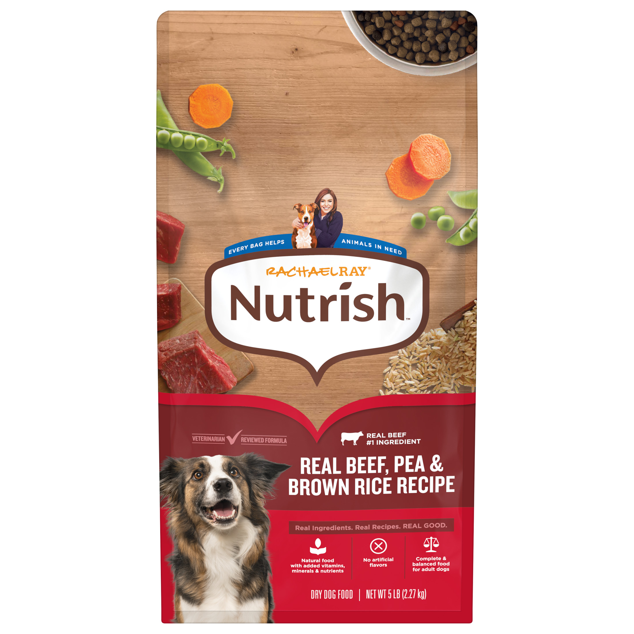 Nutrish Adult Dry Dog Food Real Beef, Pea & Brown Rice, 5 Lb photo 1