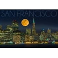 thumbnail image 1 of San Francisco, California, Skyline and Full Moon (36x54 Giclee Gallery Art Print, Vivid Textured Wall Decor), 1 of 3