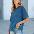 thumbnail image 2 of Lmnyox Crew Neck T Shirt for Women Half Sleeve Gradient Print Tee Shirt Casual Loose Summer Tops with Pocket, 2 of 7