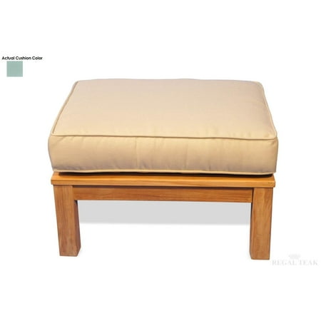 27.75" Natural Teak Deep Seating Outdoor Patio Ottoman with Spa Green Cushion