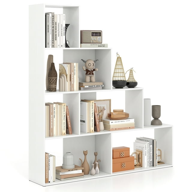 Patiojoy 4-Layer Corner Storage Rack Freestanding Display Bookshelf White