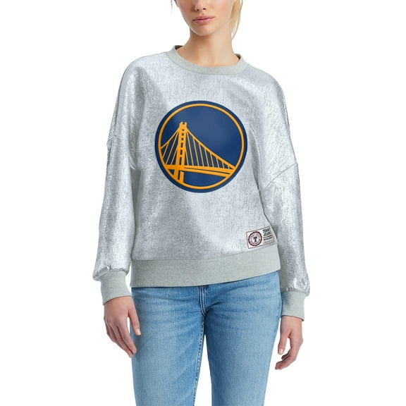 Women's Tommy Jeans Silver Golden State Warriors Tracy Pullover Sweatshirt
