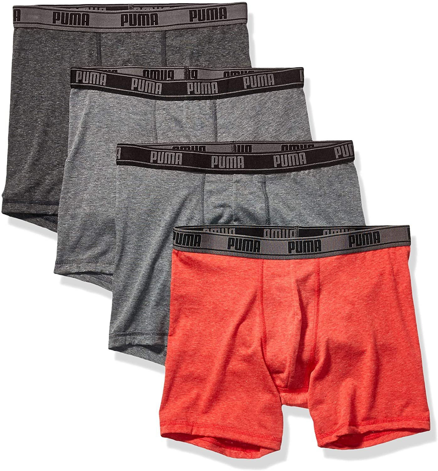 PUMA Men's 4 Pack Tech Boxer Brief, Red/Grey, Medium - Walmart.com