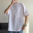 thumbnail image 3 of M-8XL camisetas de gran tamaño para hombre, camiseta básica lisa de gran tamaño, Top informal holgado con cuello redondo, ropa para hombre gordo de talla grande, 3 of 5