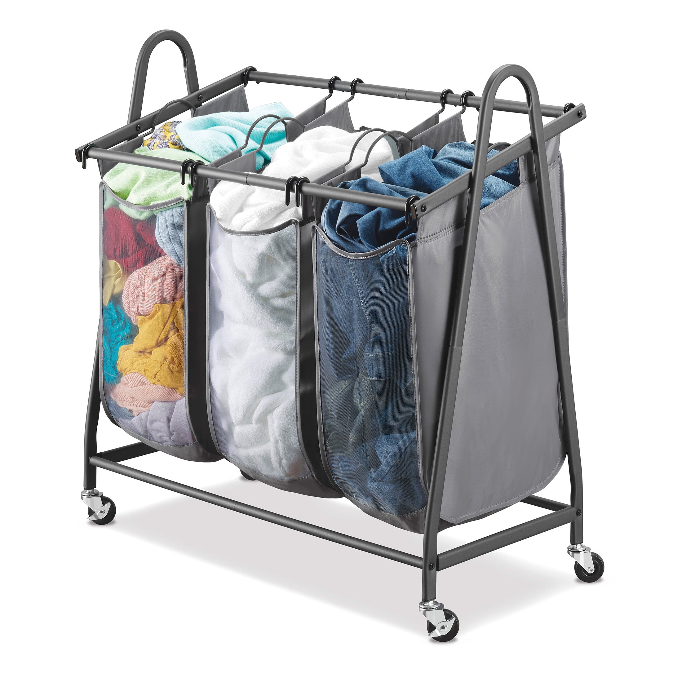 Whitmor Arch Triple Bag Laundry Sorter - Gray - 17" x 33" x 34"